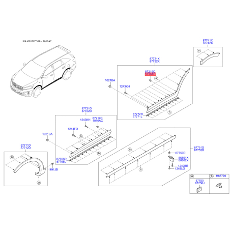 Винт обивки салона 87735-3E000 Mobis - 877353E000 - схема с каталога 1010AC, KRUSPC518 877353E000