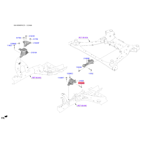 Болт кронштейна мотора 21891-2Z000 Mobis - 218912Z000 - схема с каталога 1124AA, KKMAPHC23 218912Z000