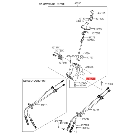 Гайка КПП 46773-39000 Mobis - 4677339000 - схема с каталога 46773B, SEURPSLZ14 4677339000