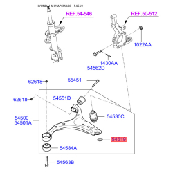 Стопорное кольцо, шкворень поворотного кулака 54518-37000 Mobis