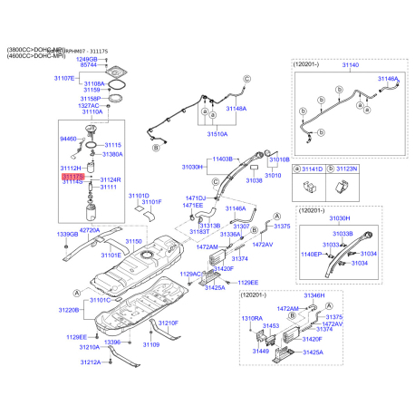 Прокладка, датчик уровня топлива 31117-2D000 Mobis - 311172D000 - схема с каталога 31117S, KEURPHM07 311172D000