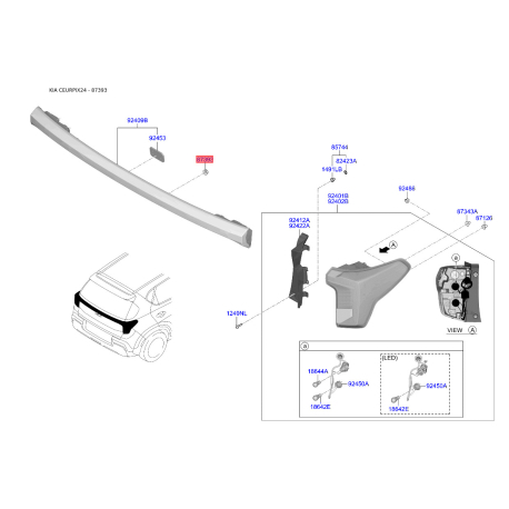 Крепление фонарь задний 87313-1C000 Mobis - 873131C000 - схема с каталога 87393, CEURPIX24 873131C000