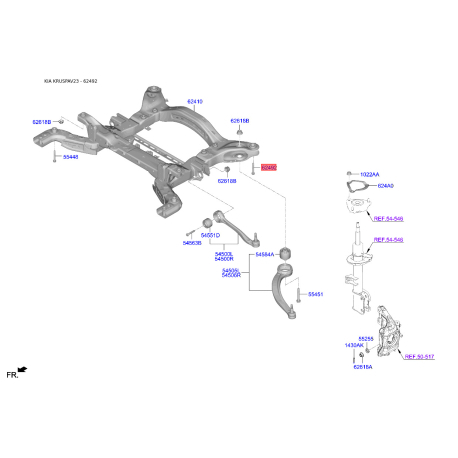 Болт кронштейна поперечной балки (подрамника) 62492-C5000 Mobis - 62492C5000 - схема с каталога 62492, KRUSPAV23 62492C5000