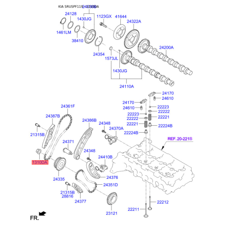 Гайка циліндра 24391-2F000 Mobis - 243912F000 - схема з каталогу 1310DA, SRUSPF119 243912F000