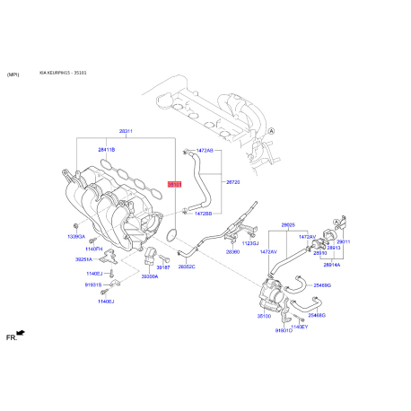Прокладка впускного коллектора 28313-2B300 Mobis - 283132B300 - схема с каталога 35101, KEURPIH15 283132B300