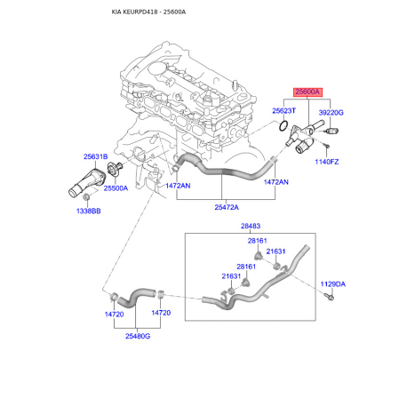 Термостат охолоджувальної рідини 25600-2GTA0 Mobis - 256002GTA0 - схема з каталогу 25600A, KEURPD418 256002GTA0