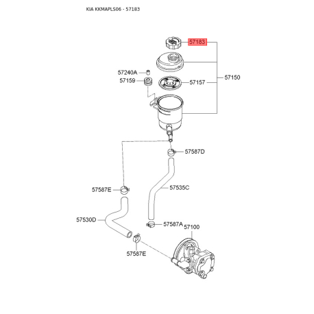 Крышка бачка гидроусилителя руля (ГУР) 57153-34003 Mobis - 5715334003 - схема с каталога 57183, KKMAPLS06 5715334003