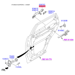 Система керування ручки дверей права 83662-2W000 Mobis