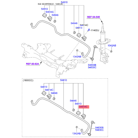 Втулка стабілізатора 54814-1G000 Mobis - 548141G000 - схема з каталогу 54814C, SEURPDN10 548141G000