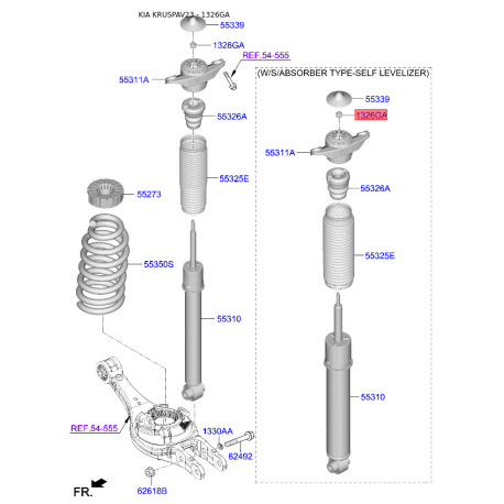 Гайка штока амортизатора 13262-10007K Mobis - 1326210007K - схема с каталога 1326GA, KRUSPAV23 1326210007K