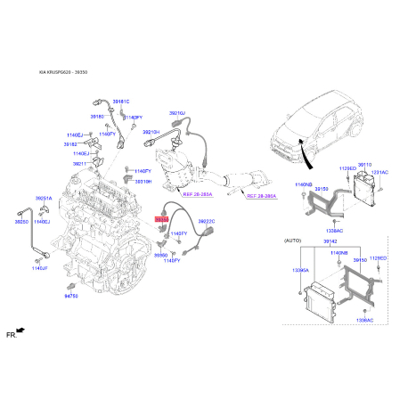 Датчик положения распределительного вала 39350-3F000 Mobis - 393503F000 - схема с каталога 39350, KRUSPG620 393503F000