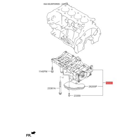 Маслонасос, блок баланирного механизма (балансирного вала) 23300-2F010 Mobis - 233002F010 - схема с каталога 23330, KEURPXM09 233002F010