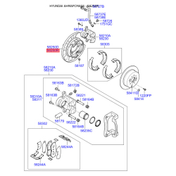 Щит заднего стояночного тормоза в сборе задний правый 58270-2B000 Mobis
