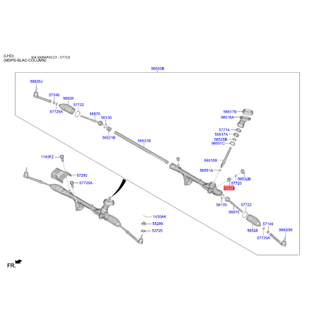 Упор (підп'ятник, пробка) регулювання рульового механізму 57719-2W300 Mobis - 577192W300 - схема з каталогу 57719, KKMAPHC23 577192W300