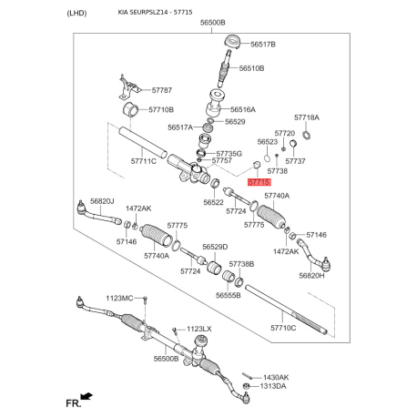 Упор (подпятник, пробка) регулировки рулевого механизма 57715-2S000 Mobis - 577152S000 - схема с каталога 57715, SEURPSLZ14 577152S000