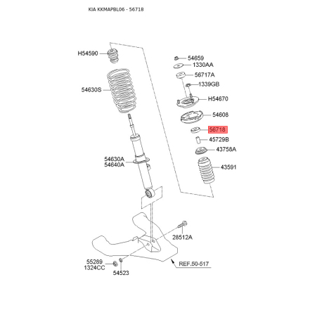 Опора стойки амортизатора (ремкомплект) 54607-3E000 Mobis - 546073E000 - схема с каталога 56718, KKMAPBL06 546073E000