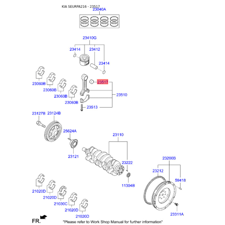 Втулка шатуна 23517-2A700 Mobis - 235172A700 - схема з каталогу 23517, SEURPA216 235172A700
