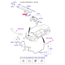 Крепление заднего рычага стеклоочистителя и трапеции 98712-3J000 Mobis