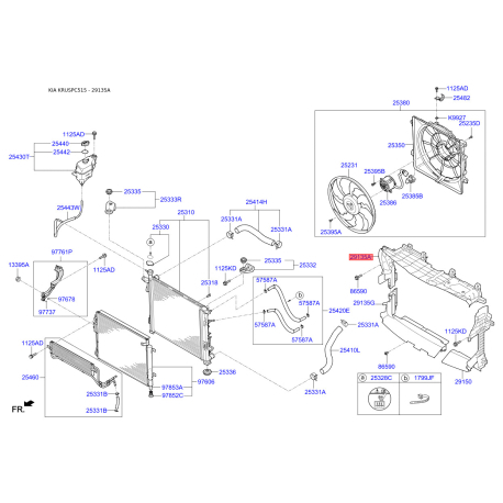 Облицювання / захисна накладка, облицювання радіатора 29135-C5000 Mobis - 29135C5000 - схема з каталогу 29135A, KRUSPC515 29135C5000
