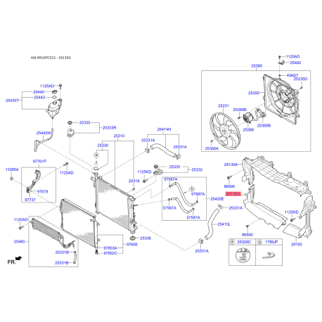Облицювання / захисна накладка, облицювання радіатора 29136-C5500 Mobis - 29136C5500 - схема з каталогу 29135G, KRUSPC515 29136C5500