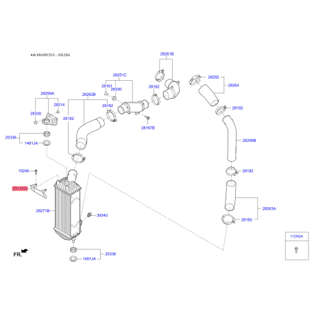 Облицовка / защитная накладка, облицовка радиатора 29136-C5000 Mobis - 29136C5000 - схема с каталога 29135G, KRUSPC515 29136C5000