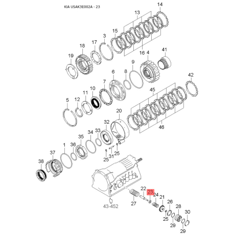 Гайка стопорна регулювання рульового механізму 54501-3E000 Mobis - 545013E000 - схема з каталогу 23, USAK3E002A 545013E000