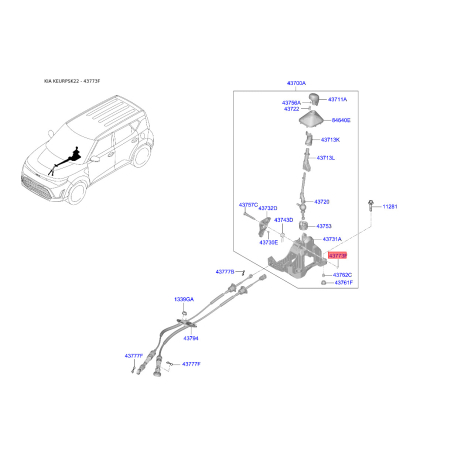Гайка КПП 43773-2E000 Mobis - 437732E000 - схема з каталогу 43773F, KEURPSK22 437732E000
