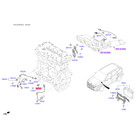 Датчик положения распределительного вала 39350-03040 Mobis - 3935003040 - схема с каталога 39310H, CEURPTJ23 3935003040