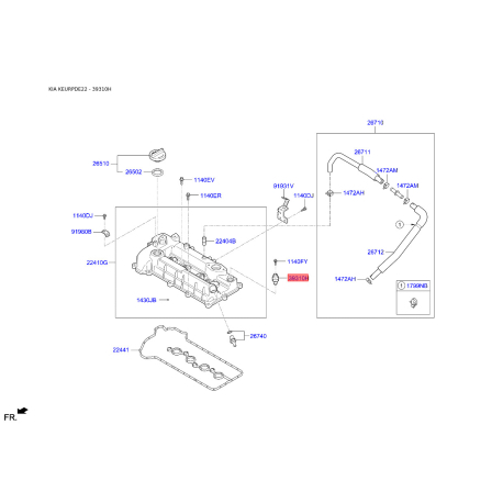 Датчик положения распределительного вала 39350-03070 Mobis - 3935003070 - схема с каталога 39310H, KEURPDE22 3935003070