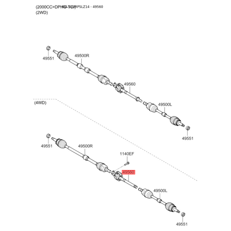 Подушка двигуна 49560-2S100 Mobis - 495602S100 - схема з каталогу 49560, SEURPSLZ14 495602S100