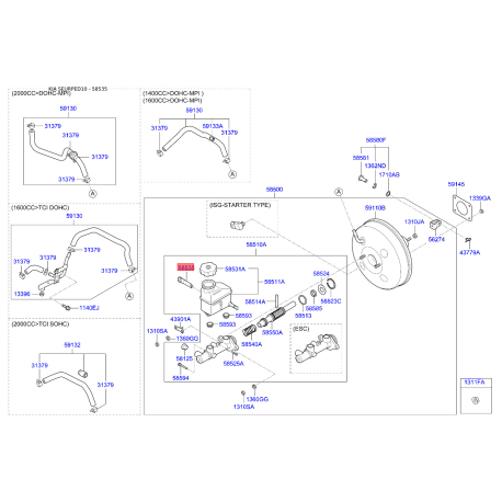 Кришка, бачок гальмівної рідини 58535-1G000 Mobis - 585351G000 - схема з каталогу 58535, SEURPED10 585351G000
