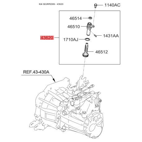 Датчик швидкості (частота обертання) 43621-23570 Mobis - 4362123570 - схема з каталогу 43620, SEURPED06 4362123570