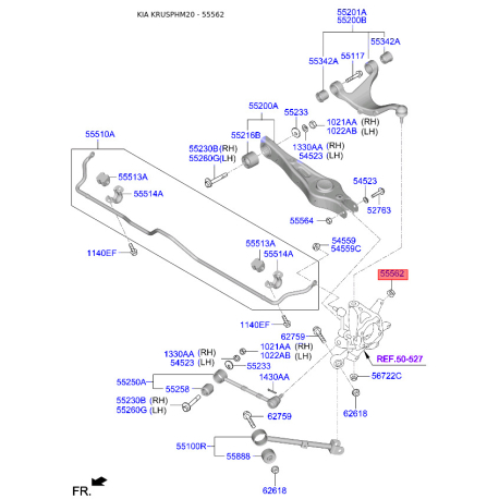 Гайка болта 55265-26500 Mobis - 5526526500 - схема з каталогу 55562, KRUSPHM20 5526526500