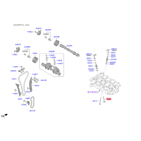 Клапан впускной 22211-03000 Mobis - 2221103000 - схема с каталога 22211, IEURPTY22 2221103000