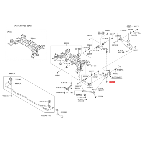 Гайка болта 51768-2E000 Mobis - 517682E000 - схема з каталогу 51768, AKMAPXMA09 517682E000