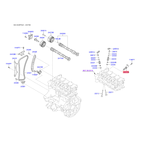 Клапан регулятора распределительного вала 24375-03020 Mobis - 2437503020 - схема с каталога 24375B, CEURPTJ23 2437503020