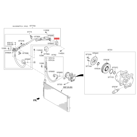 Розширювальний клапан, кондиціонер 97626-3R000 Mobis - 976263R000 - схема з каталогу 97623, KKMAPTF14 976263R000