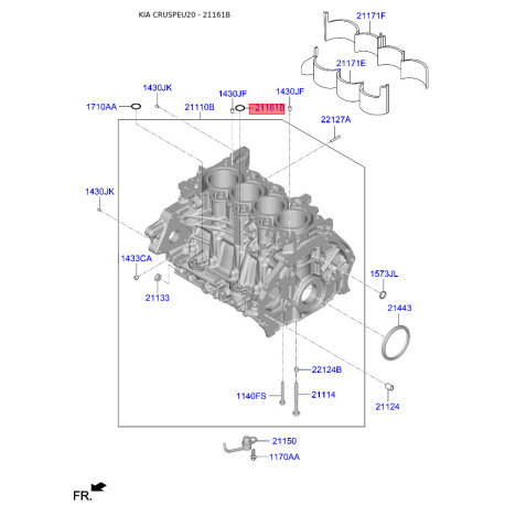 Кільце ущільнювальне передньої кришки мотора 21143-04010 Mobis - 2114304010 - схема з каталогу 21161B, CRUSPEU20 2114304010