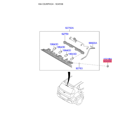 Крепление фонаря 92455-3X000 Mobis - 924553X000 - схема с каталога 92455B, CEURPIX24 924553X000