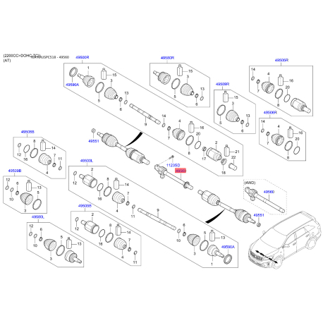 Подушка двигателя 49560-C5080 Mobis - 49560C5080 - схема с каталога 49560, KRUSPC518 49560C5080