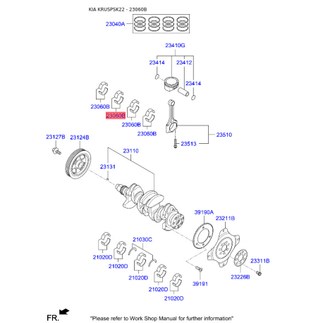 Вкладыши шатунные 23060-2B042 Mobis - 230602B042 - схема с каталога 23060B, KRUSPSK22 230602B042