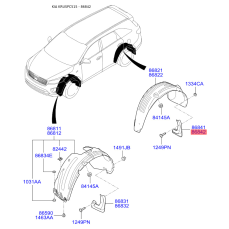 Брызговик задний правый 86880-C5000 Mobis - 86880C5000 - схема с каталога 86842, KRUSPC515 86880C5000