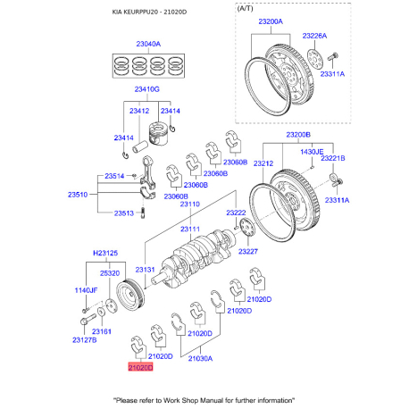 Вкладиші корінні 21020-4A943 Mobis - 210204A943 - схема з каталогу 21020D, KEURPPU20 210204A943