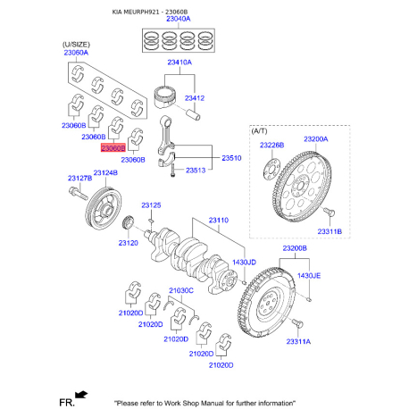 Вкладиші шатунні 23060-04001 Mobis - 2306004001 - схема з каталогу 23060B, MEURPH921 2306004001