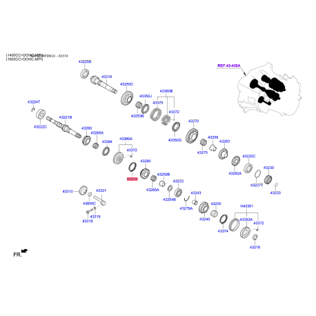 Синхронизатор, ступенчатая коробка передач 43374-32000 Mobis - 4337432000 - схема с каталога 43374, SEURPDN10 4337432000