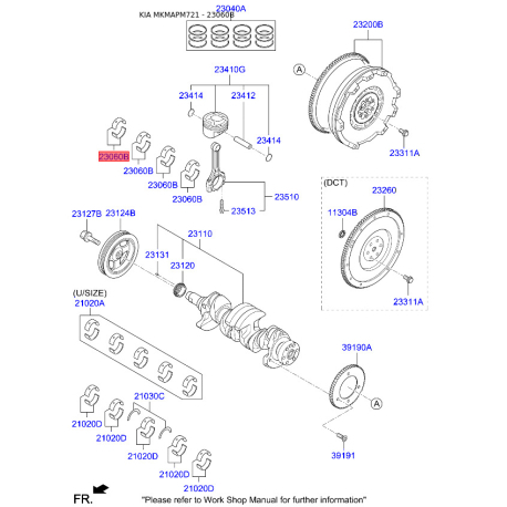 Вкладыши шатунные 23060-2B711 Mobis - 230602B711 - схема с каталога 23060B, MKMAPM721 230602B711