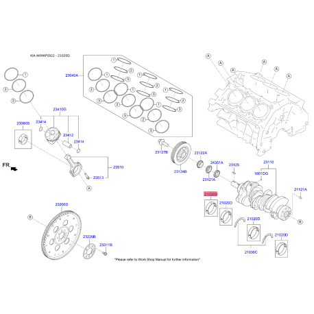 Вкладыши коренные 21020-3C421 Mobis - 210203C421 - схема с каталога 21020D, AKMAPS922 210203C421