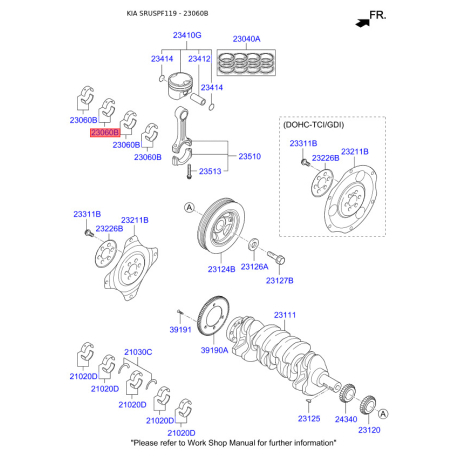 Вкладиші шатунні 23060-2F922 Mobis - 230602F922 - схема з каталогу 23060B, SRUSPF119 230602F922