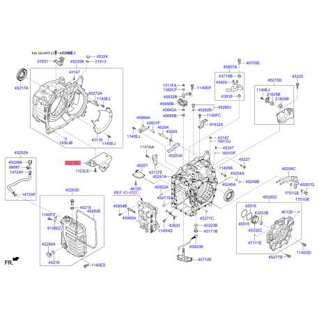 Кронштейн АКПП 45218-26457 Mobis - 4521826457 - схема з каталогу 45218D, SEURPF119 4521826457