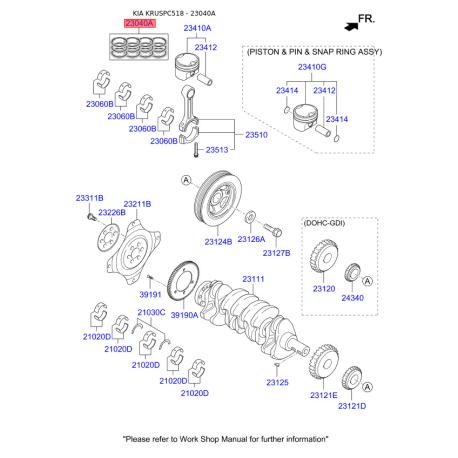 Кольца поршневые 23040-3CAA0 Mobis - 230403CAA0 - схема с каталога 23040A, KRUSPC518 230403CAA0